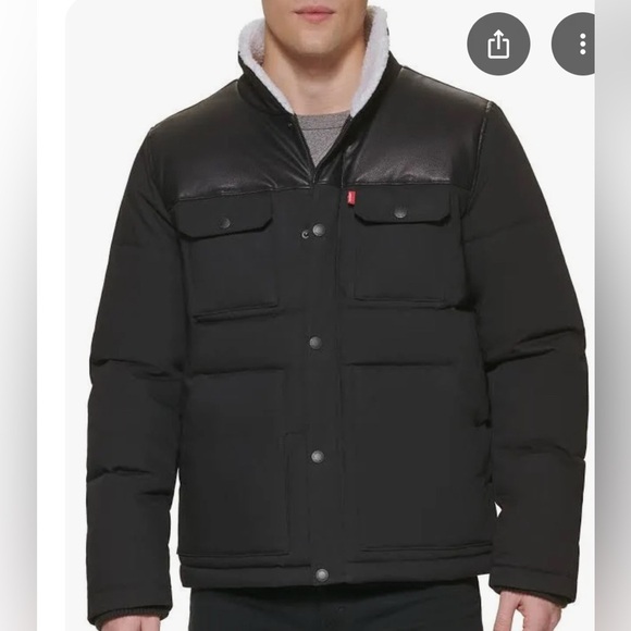 MENS LEVIS QUILTED WOODSMAN PUFFER JACKET LARGE BLACK NWT - Picture 8 of 10